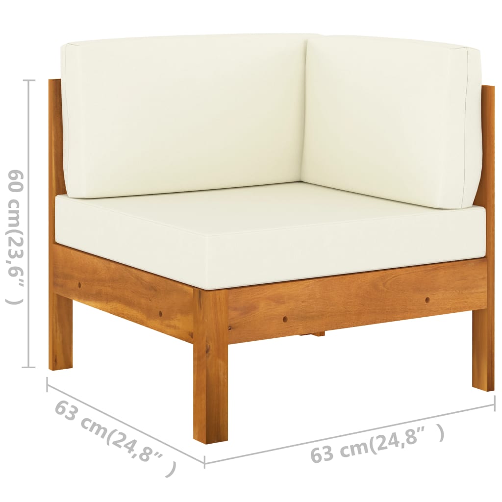 8 Piece Garden Lounge Set with Cushions 100x60 cm Acacia Wood