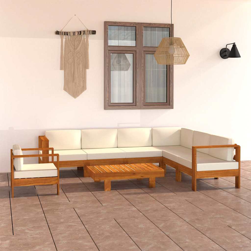 8 Piece Garden Lounge Set with Cushions 100x60 cm Acacia Wood
