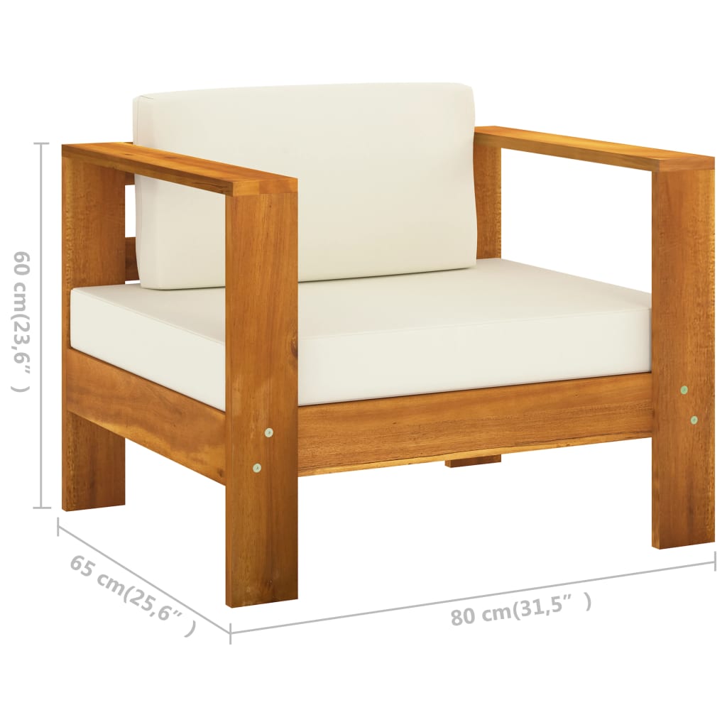 9 Piece Garden Lounge Set with Cushions 100x60 cm Acacia Wood
