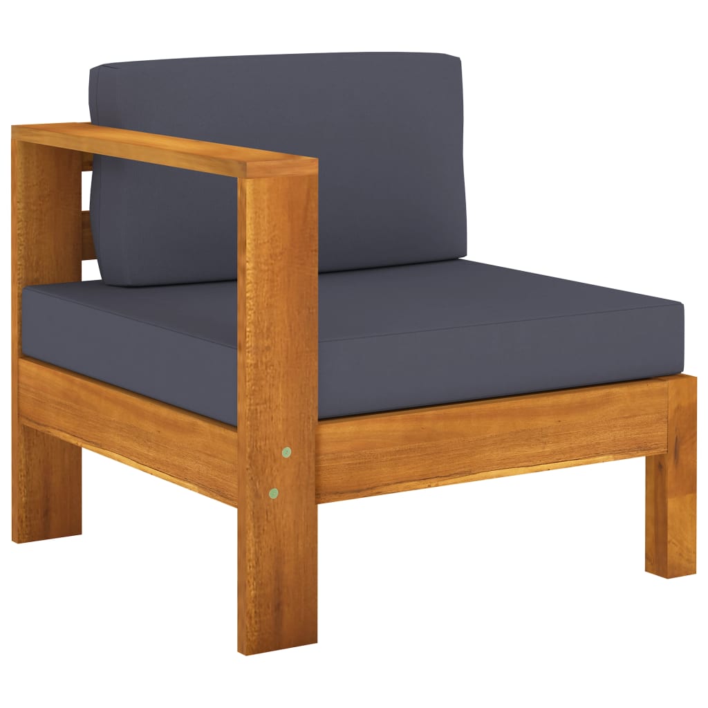 3-Seater Garden Sofa with Dark Grey Cushions Acacia Wood