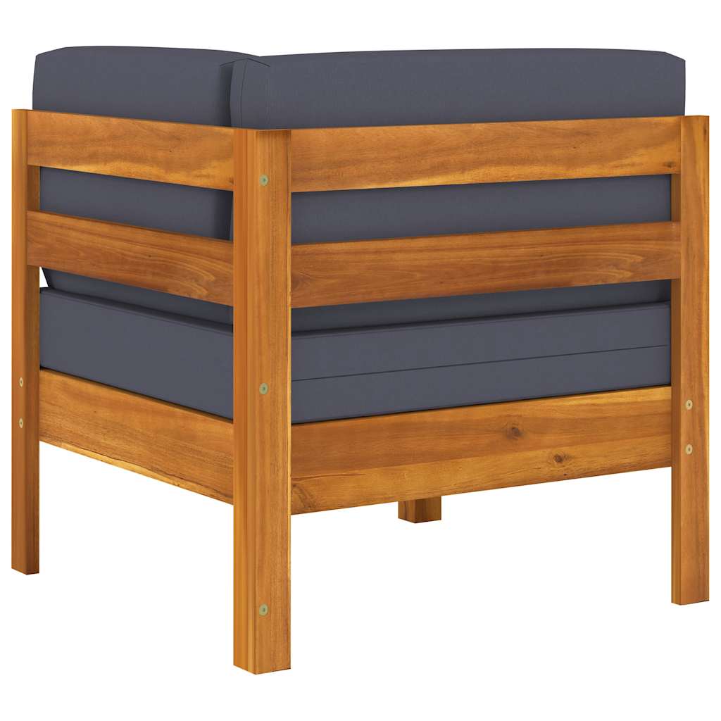 8 Piece Garden Lounge Set with Dark Grey Cushions Acacia Wood