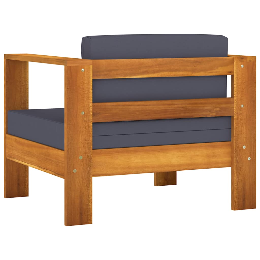 10 Piece Garden Lounge Set with Dark Grey Cushions Acacia Wood