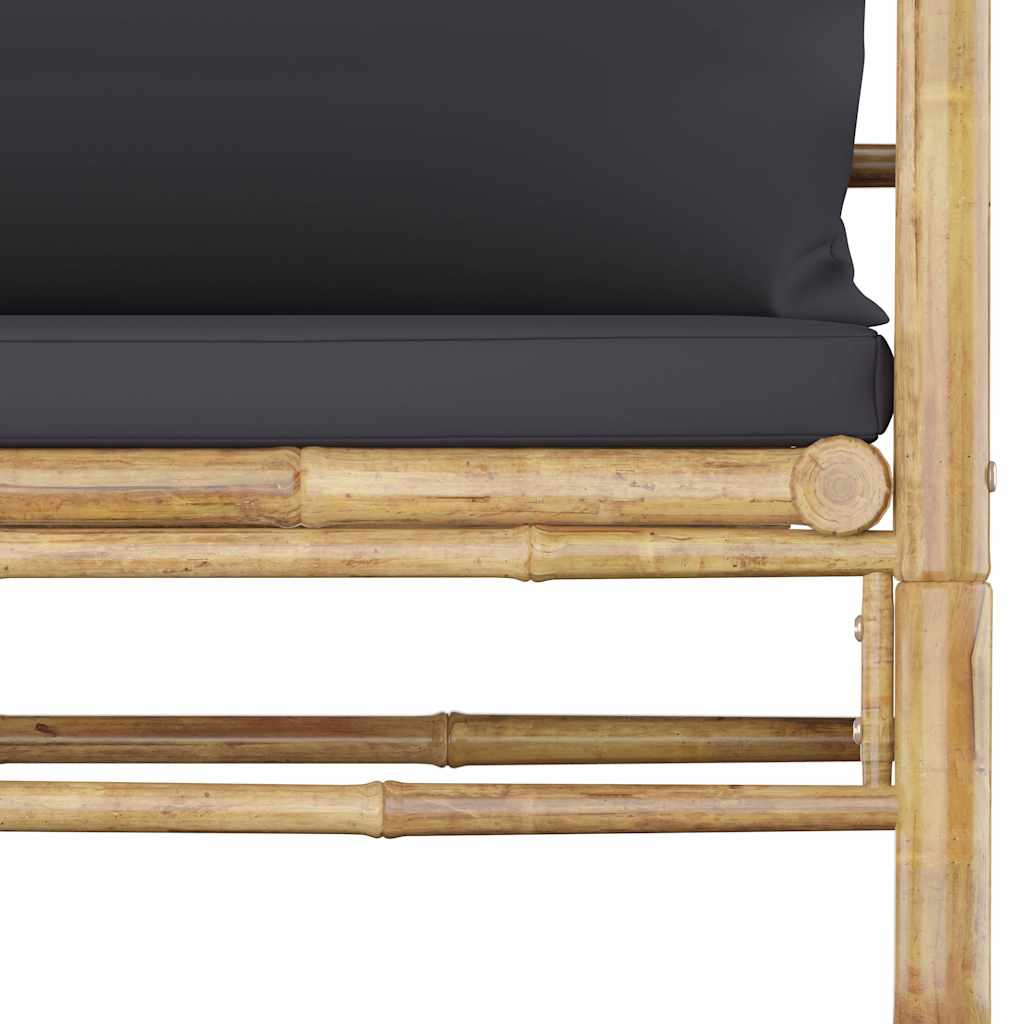 7 Piece Garden Lounge Set with Dark Grey Cushions Bamboo