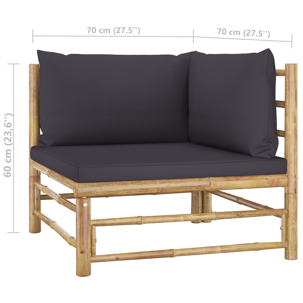 11 Piece Garden Lounge Set with Dark Grey Cushions Bamboo