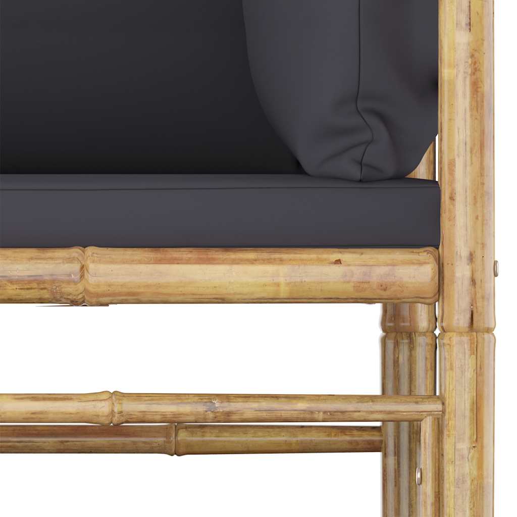 11 Piece Garden Lounge Set with Dark Grey Cushions Bamboo