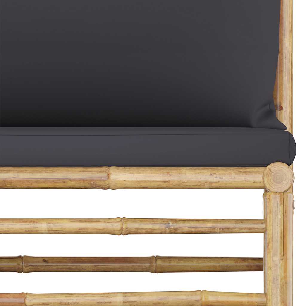 11 Piece Garden Lounge Set with Dark Grey Cushions Bamboo