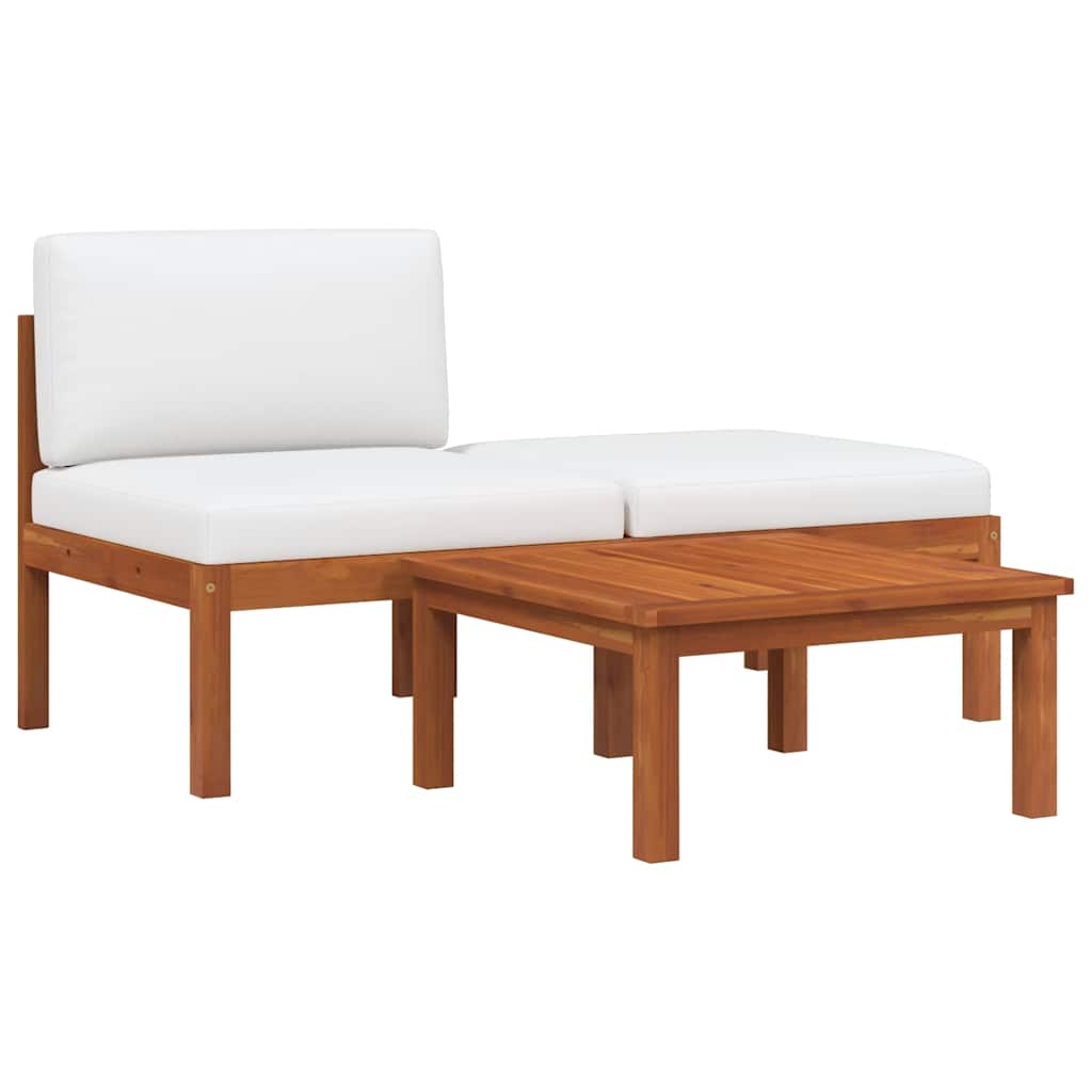 3 Piece Garden Lounge Set with Cushions Wood Acacia&Rope
