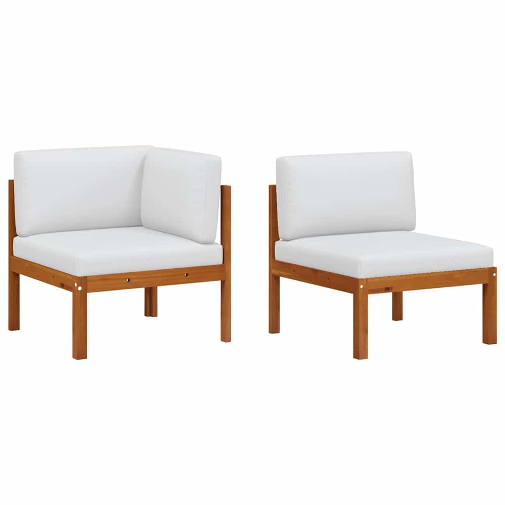 2 Piece Garden Lounge Set with Cushions Wood Acacia&Rope