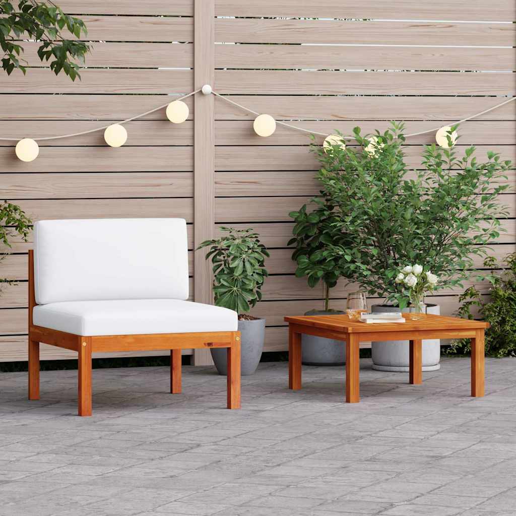2 Piece Garden Lounge Set with Cushions Wood Acacia&Rope