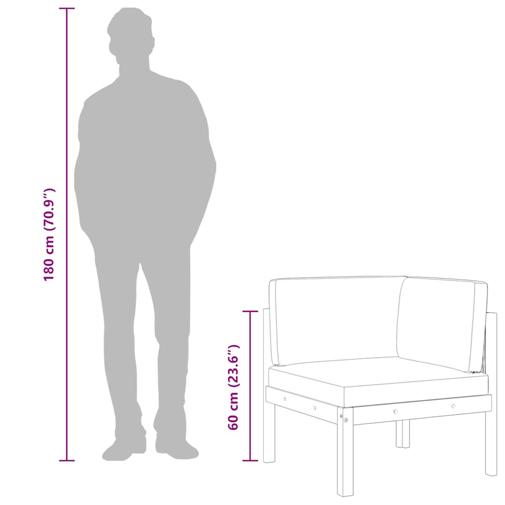 Garden Corner Sofa with Cushions Wood Acacia&Rope