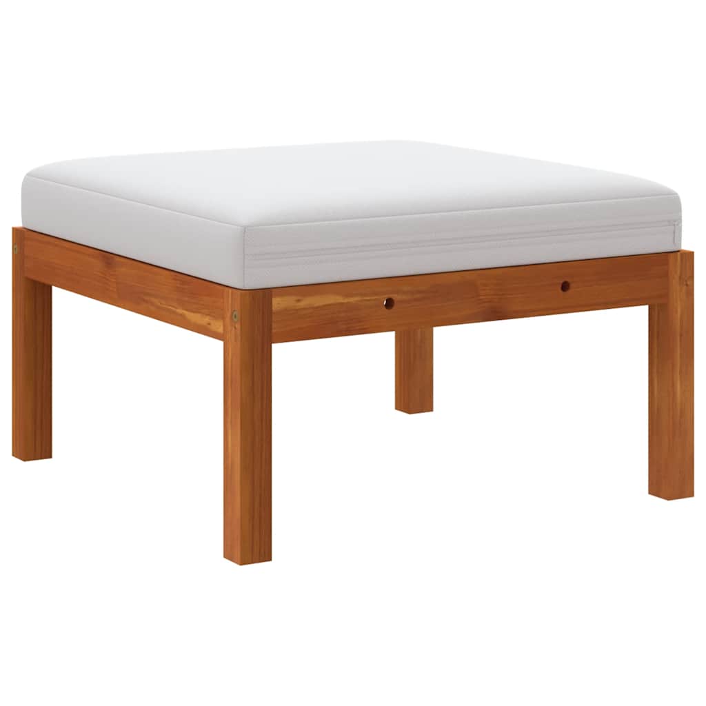 Garden Footstool with Cushion Solid Acacia Wood