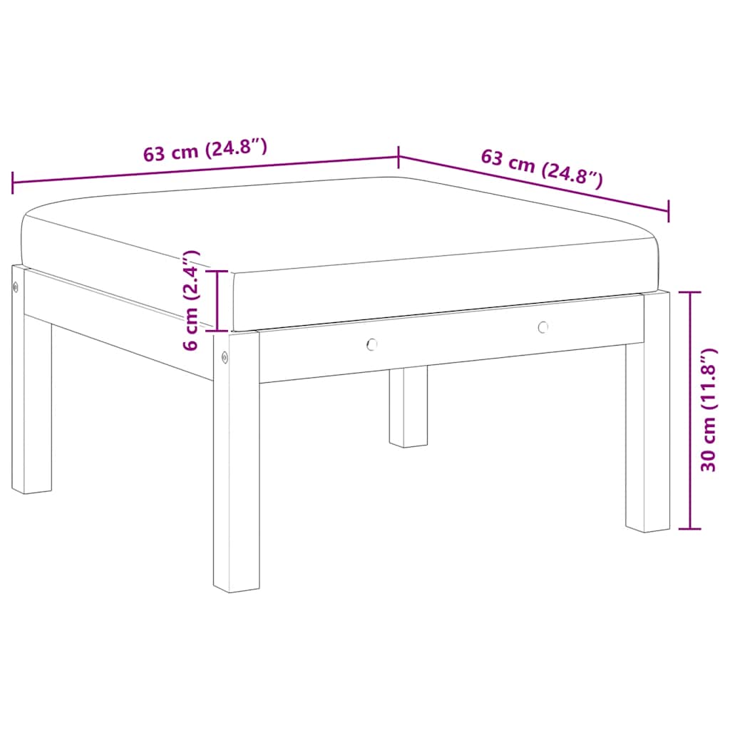 Garden Footstool with Cushion Solid Acacia Wood