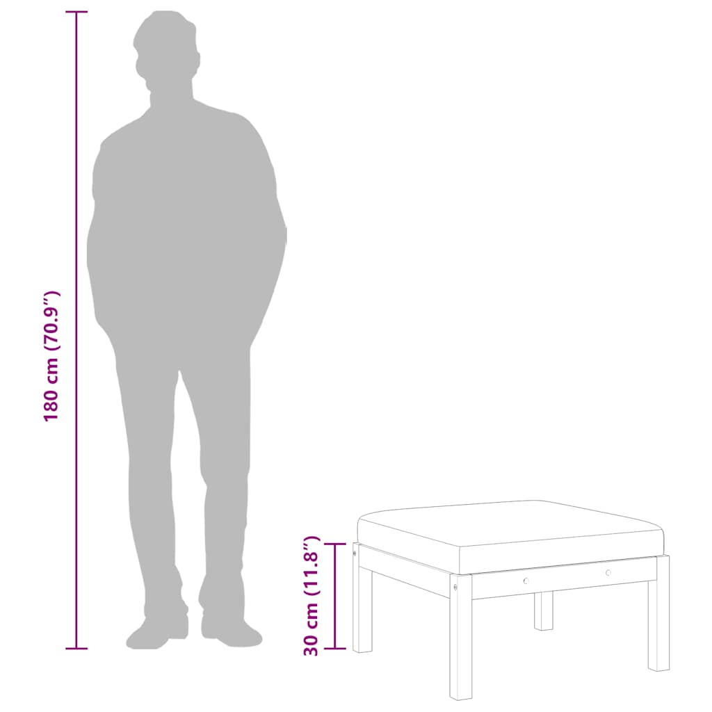 Garden Footstool with Cushion Solid Acacia Wood