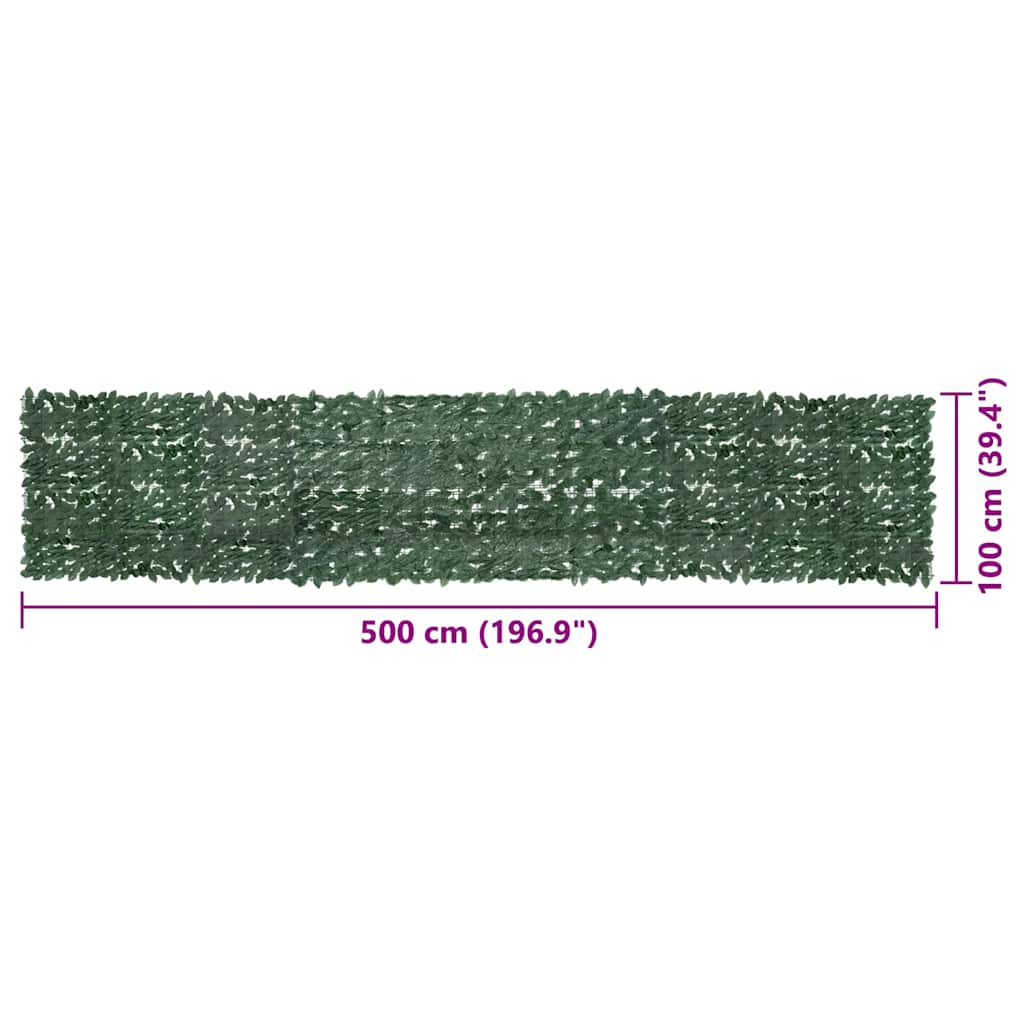 Balcony Screen with Dark Green Leaves 500x100 cm