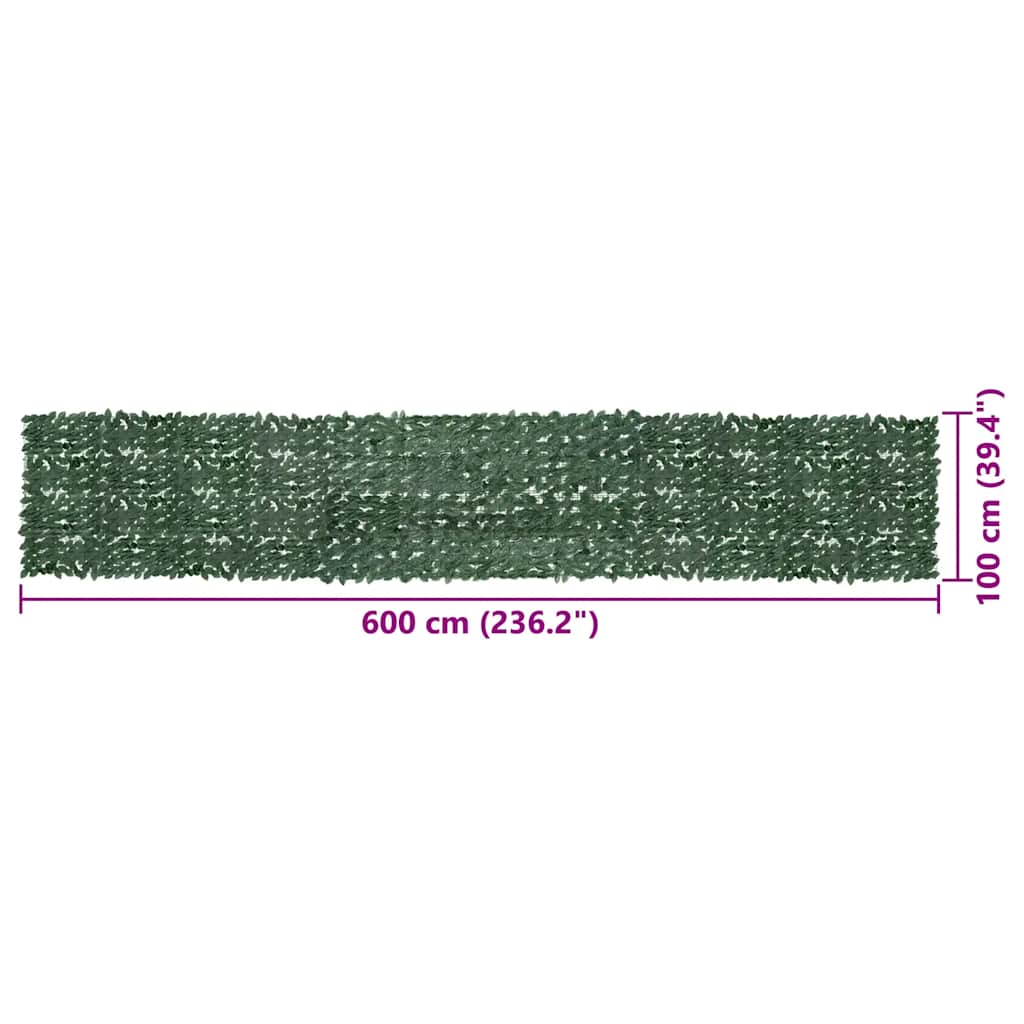 Balcony Screen with Dark Green Leaves 600x100 cm