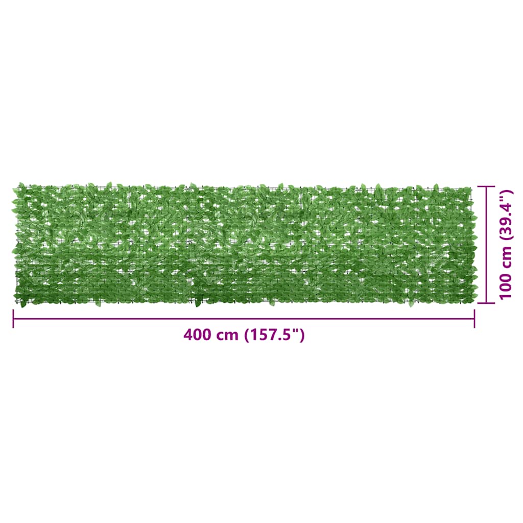 Balcony Screen with Green Leaves 400x100 cm