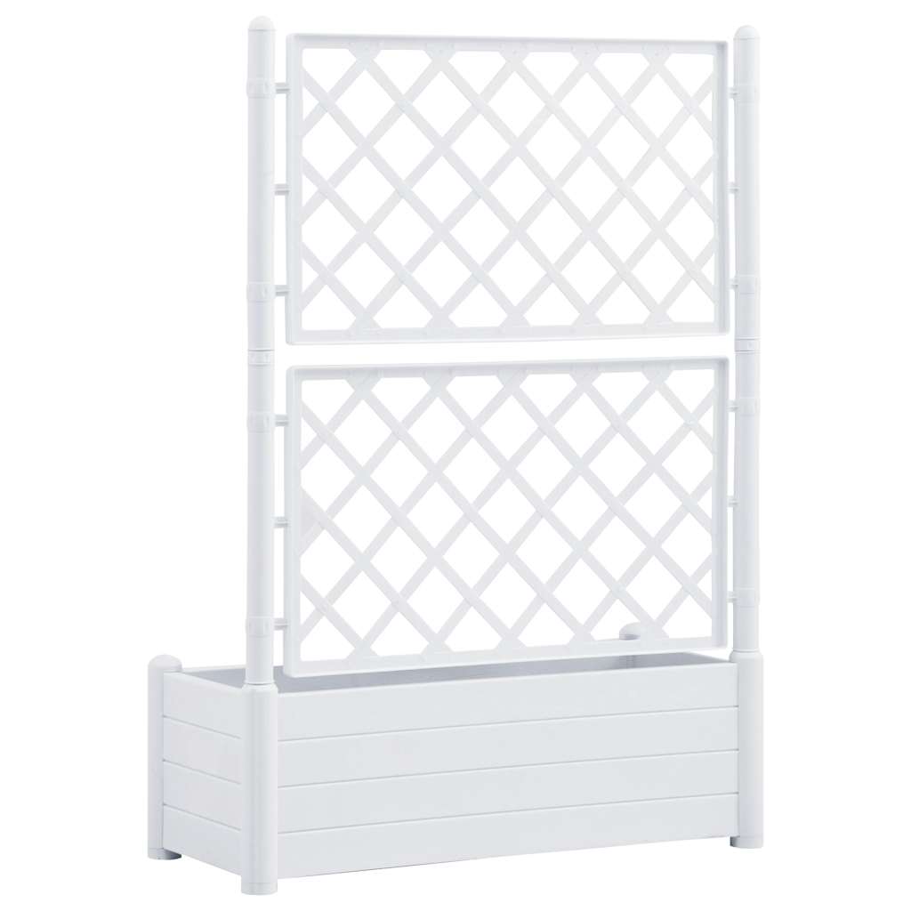Garden Planter with Trellis 100x43x142 cm PP White