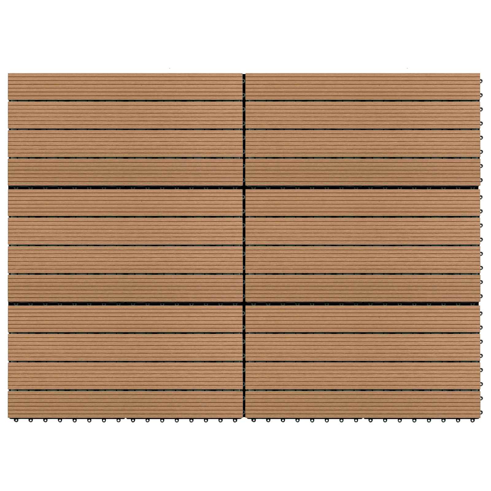 Decking Tile 6 pcs Brown 60 x 30 cm WPC