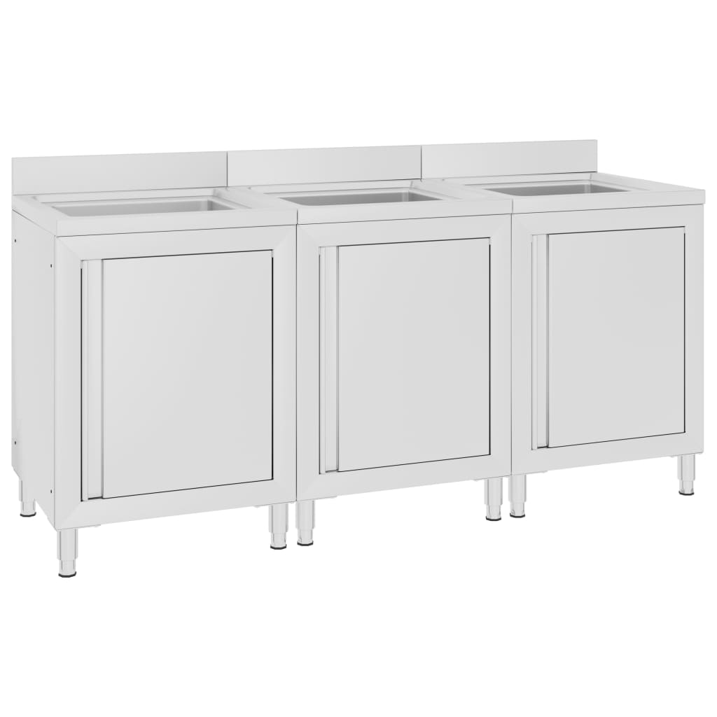 Commercial Kitchen Sink Cabinets 3 pcs Stainless Steel