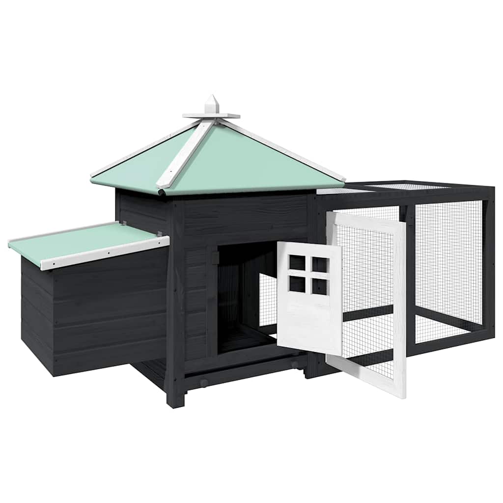 Chicken Coop with Nest Box Grey 190x72x102 cm Solid Firwood