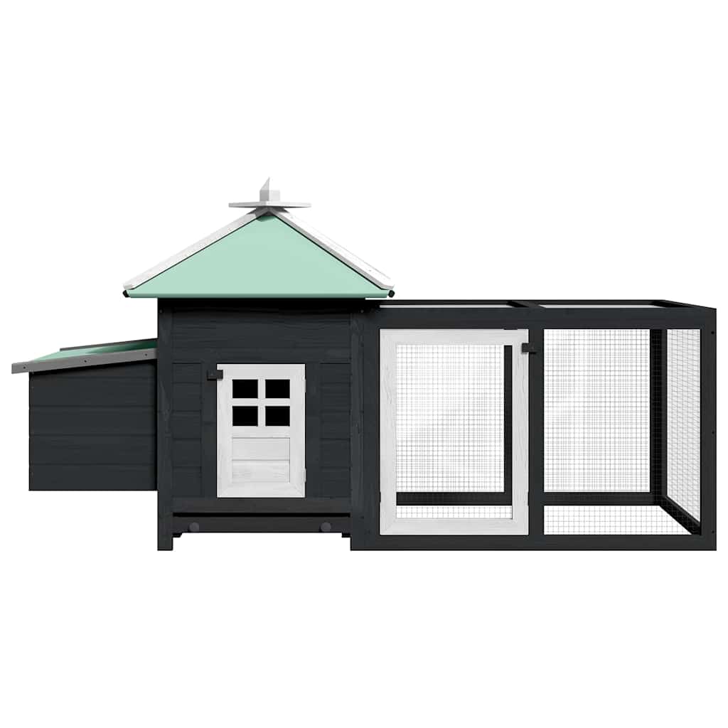 Chicken Coop with Nest Box Grey 190x72x102 cm Solid Firwood