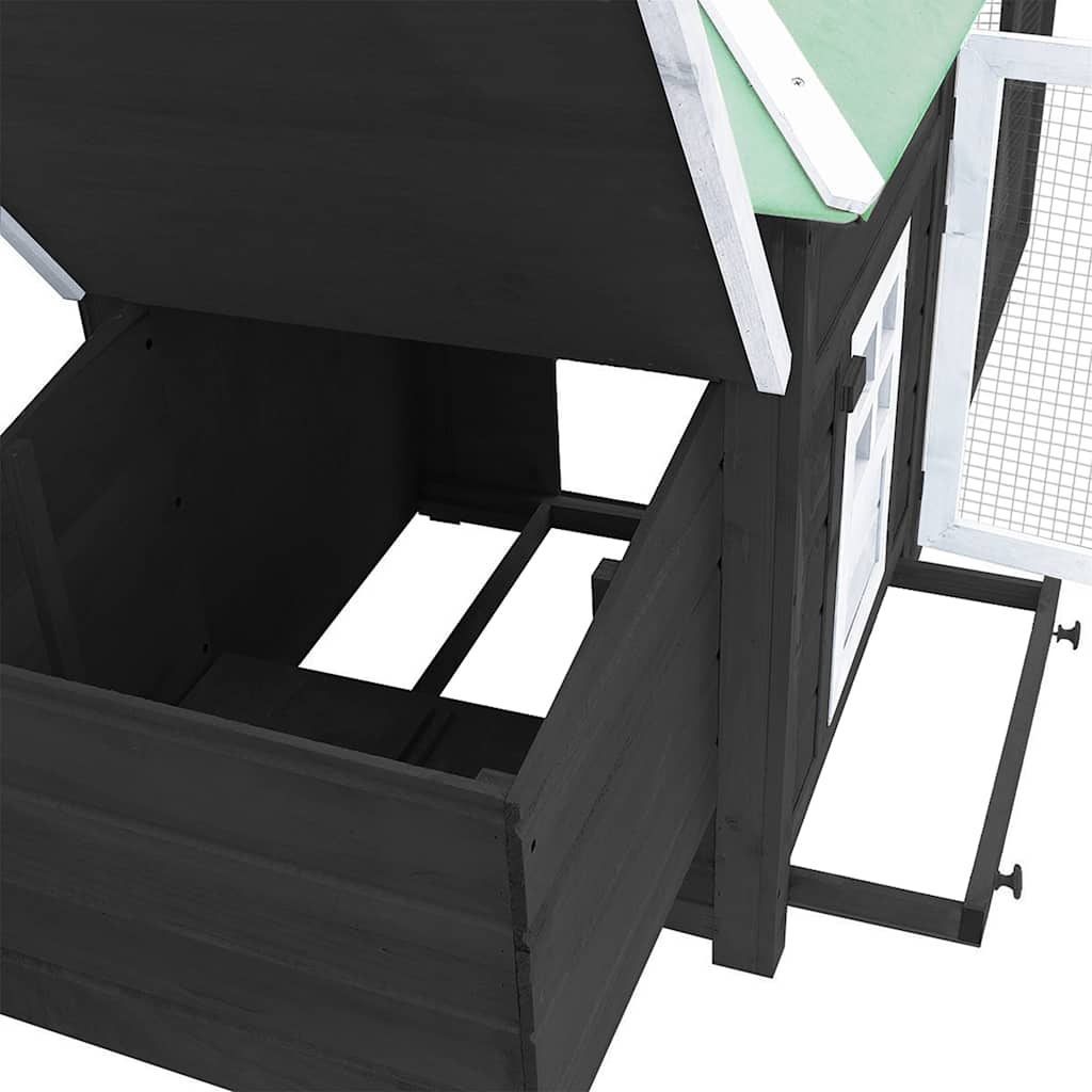 Chicken Coop with Nest Box Grey 190x72x102 cm Solid Firwood