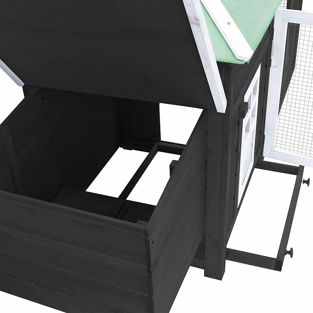 Chicken Coop with Nest Box Grey 190x72x102 cm Solid Firwood