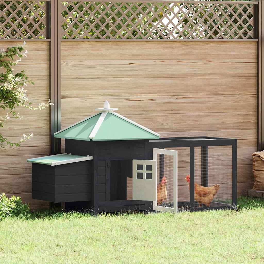 Chicken Coop with Nest Box Grey 190x72x102 cm Solid Firwood
