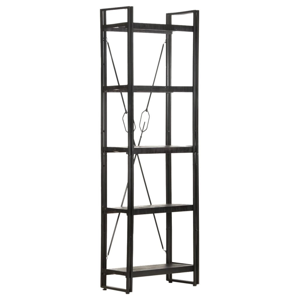 5-Tier Bookcase Black 60x30x180 cm Solid Mango Wood