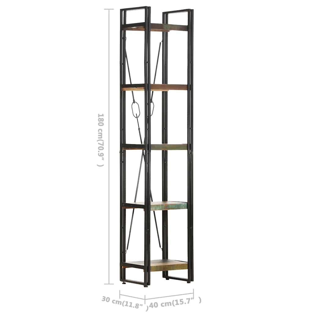 5-Tier Bookcase 40x30x180 cm Solid Reclaimed Wood
