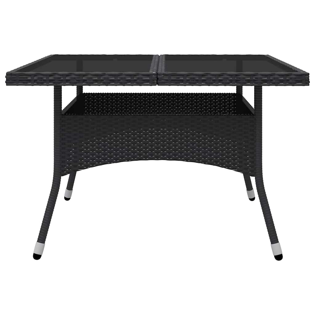 9 Piece Garden Dining Set Poly Rattan and Glass Black