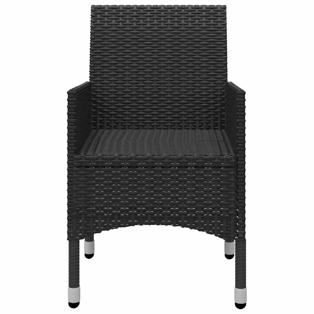3 Piece Garden Bistro Set Poly Rattan and Tempered Glass Black