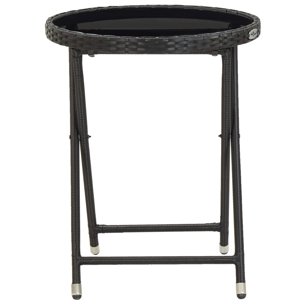 3 Piece Garden Bistro Set Poly Rattan and Tempered Glass Black