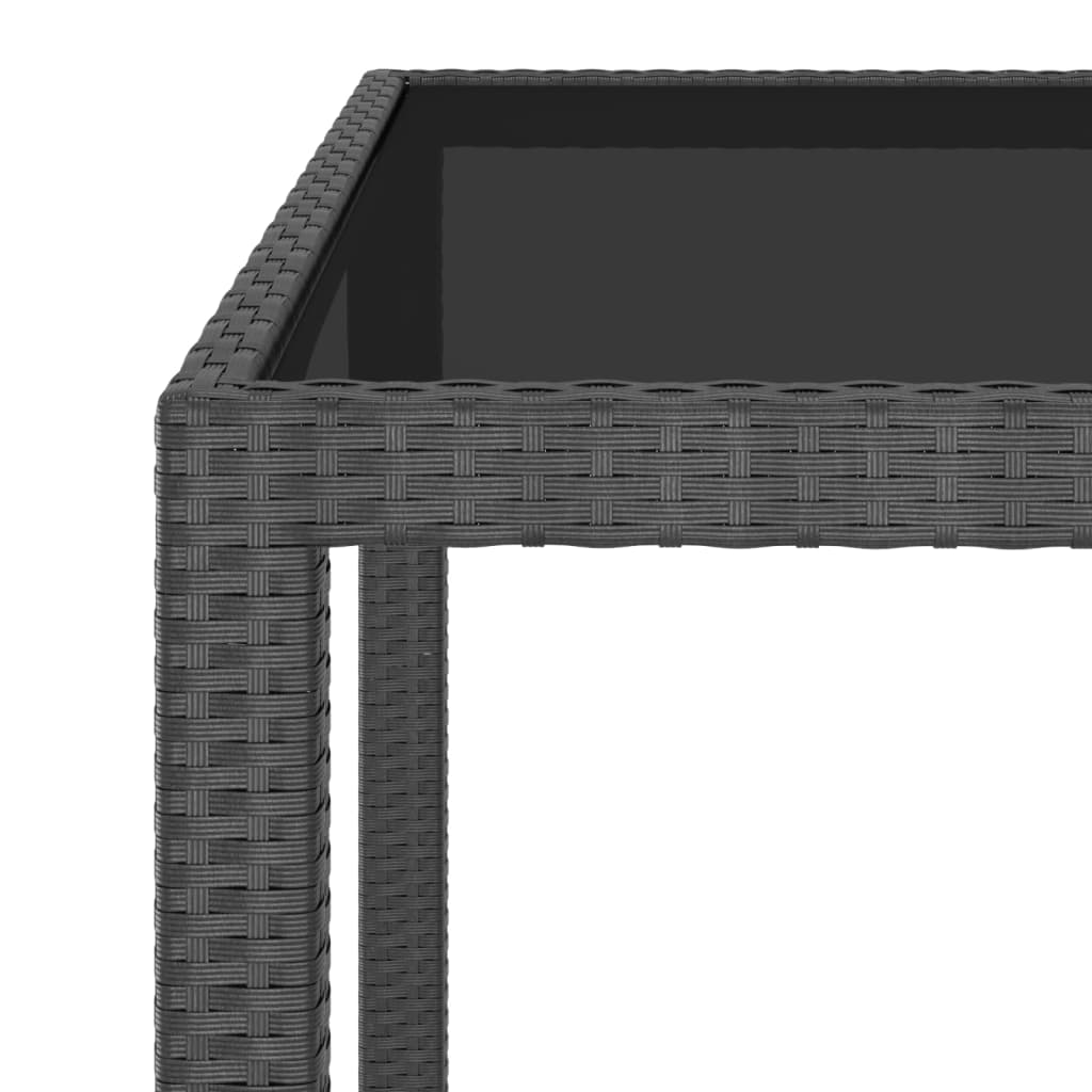 3 Piece Garden Dining Set Poly Rattan and Tempered Glass Black