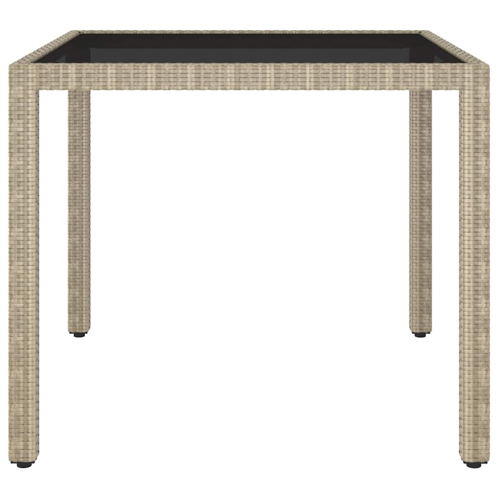3 Piece Garden Dining Set Poly Rattan and Tempered Glass Beige
