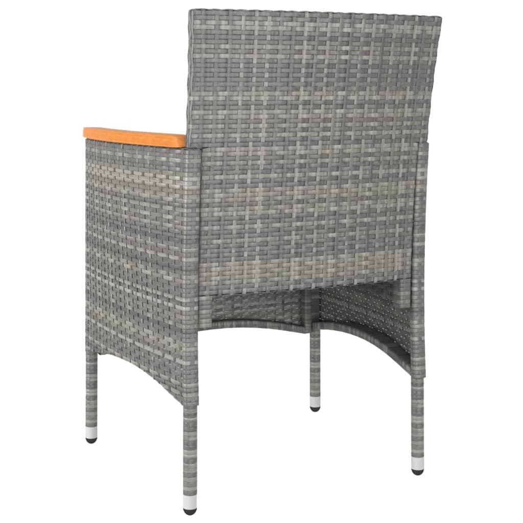 3 Piece Garden Dining Set Poly Rattan & Solid Acacia Wood Grey