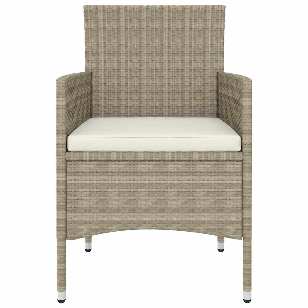 5 Piece Garden Dining Set Poly Rattan and Tempered Glass Beige