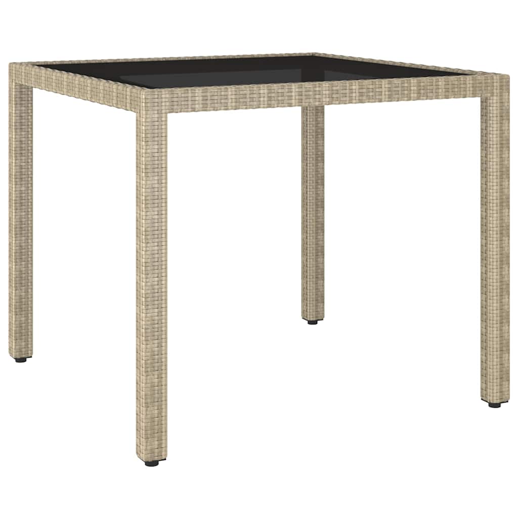 5 Piece Garden Dining Set Poly Rattan and Tempered Glass Beige