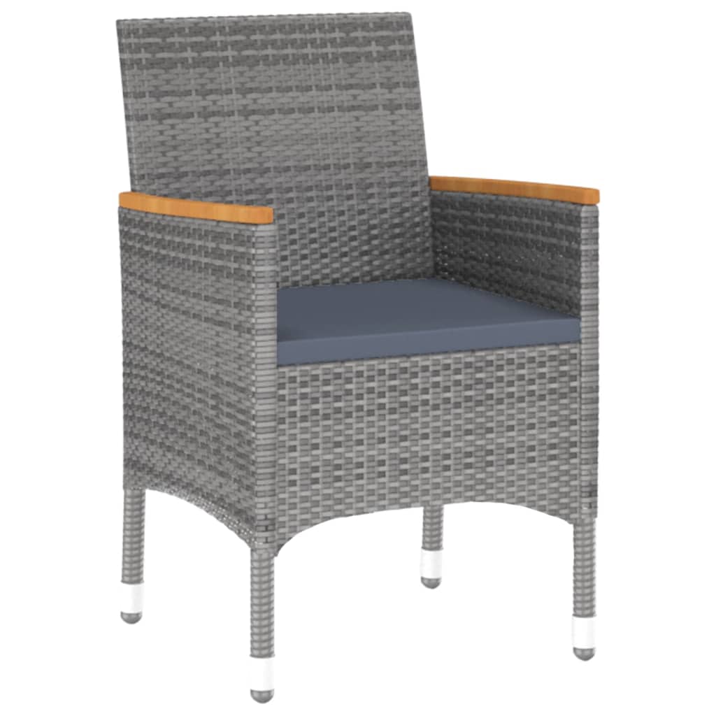 5 Piece Garden Dining Set Poly Rattan and Tempered Glass Grey