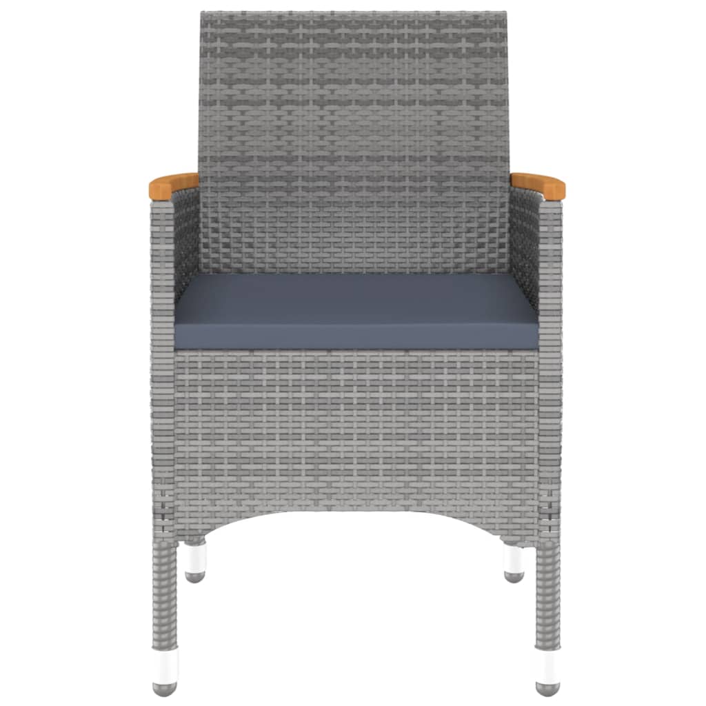 5 Piece Garden Dining Set Poly Rattan and Tempered Glass Grey