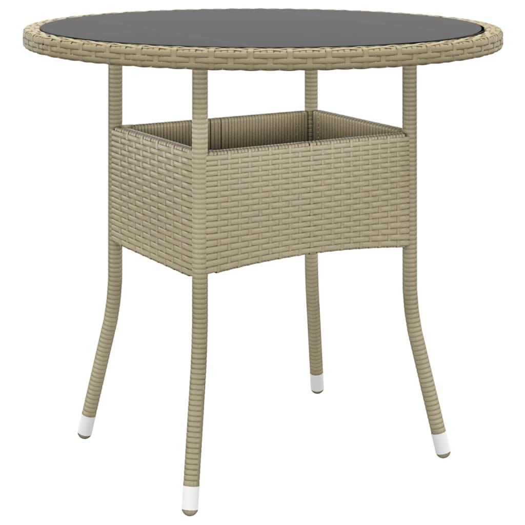 3 Piece Garden Dining Set Poly Rattan Beige