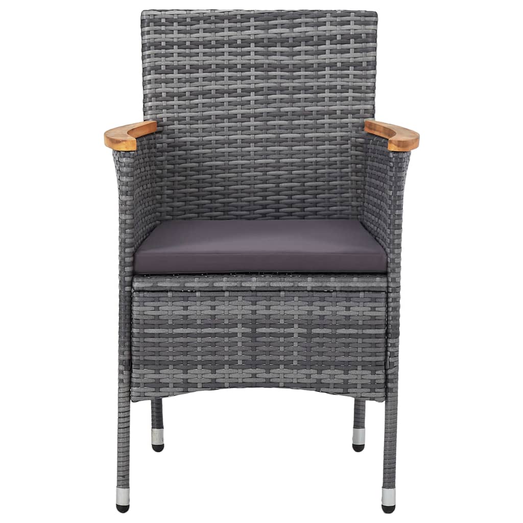 3 Piece Garden Dining Set Poly Rattan Grey