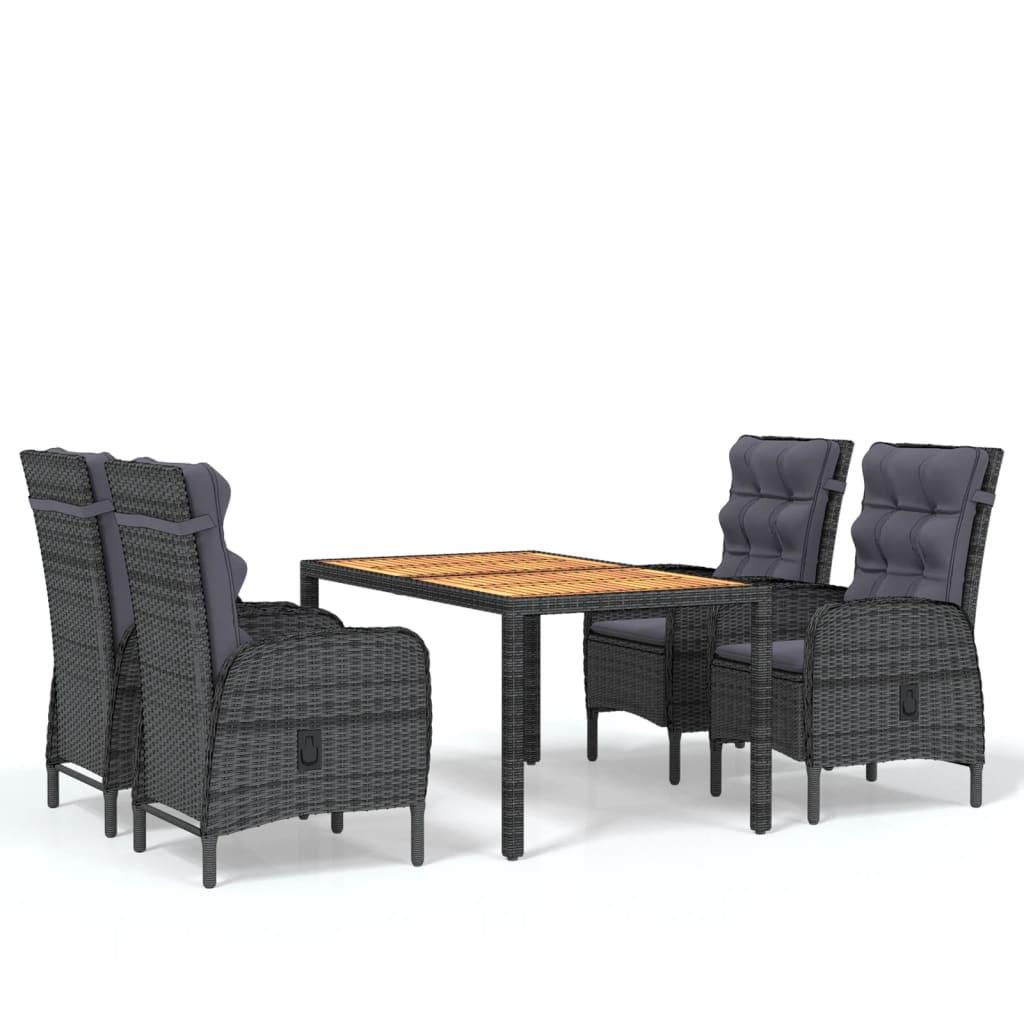 5 Piece Garden Dining Set Poly Rattan Grey