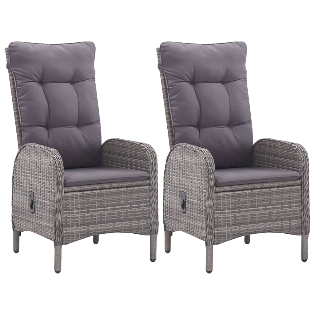 3 Piece Garden Dining Set Poly Rattan and Acacia Wood Grey
