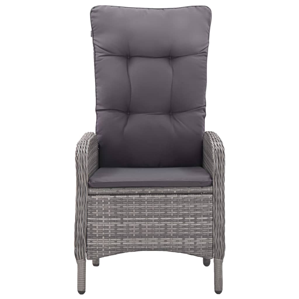 3 Piece Garden Dining Set Poly Rattan and Acacia Wood Grey