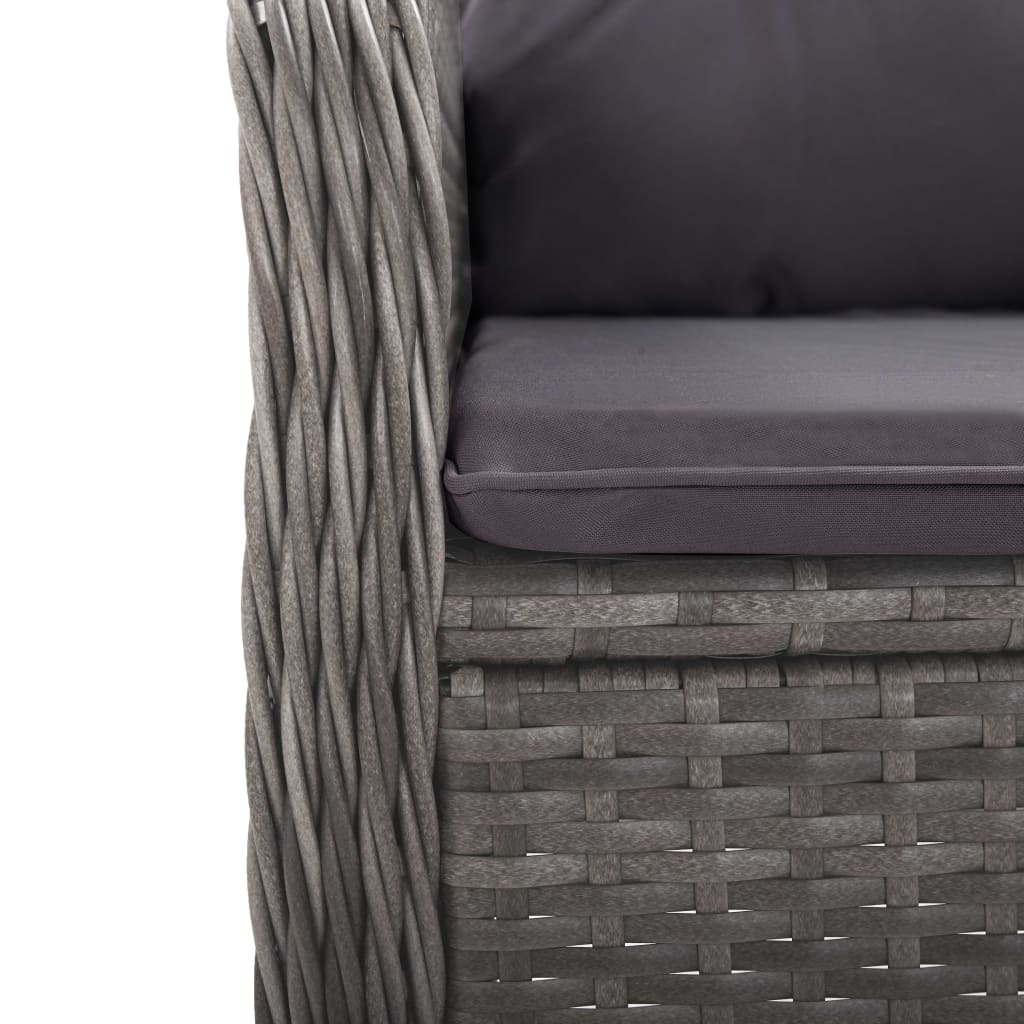 5 Piece Garden Dining Set Poly Rattan and Glass Grey