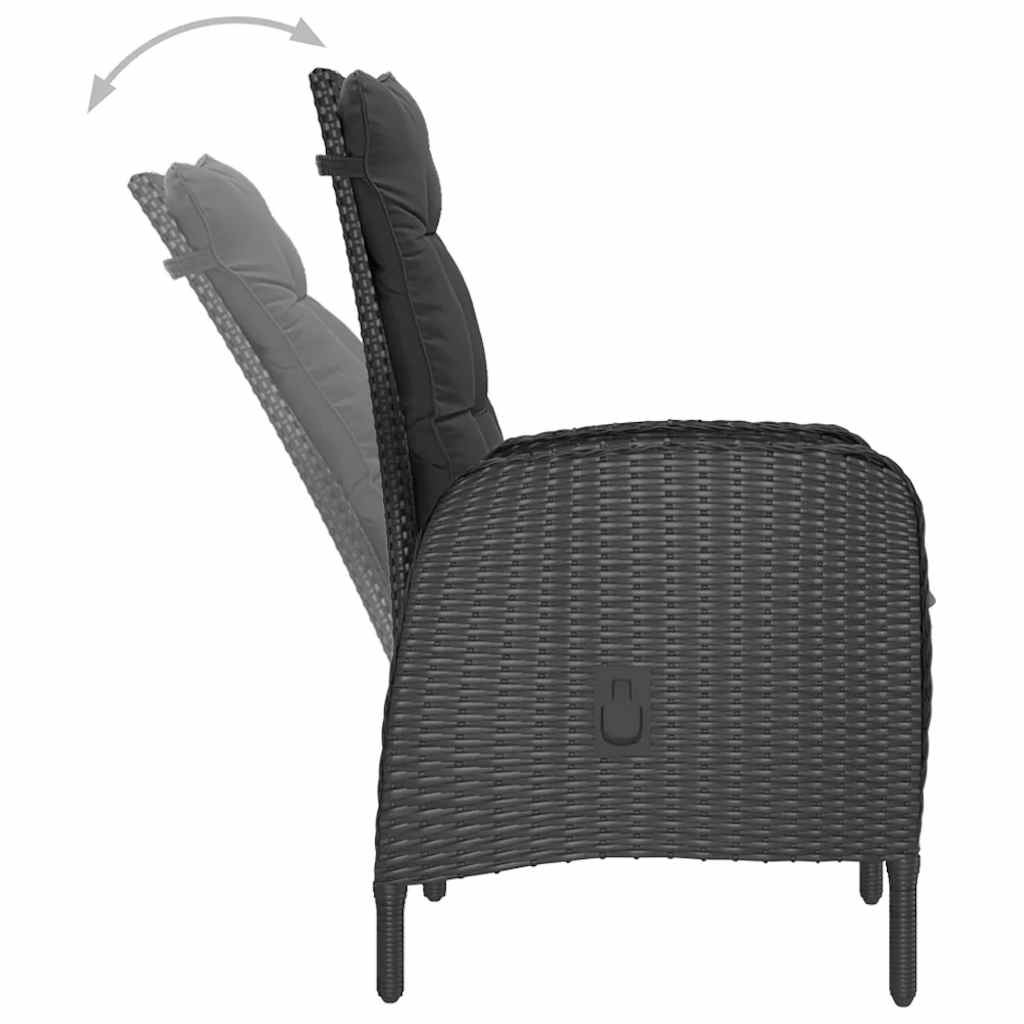 5 Piece Garden Dining Set Poly Rattan and Glass Black