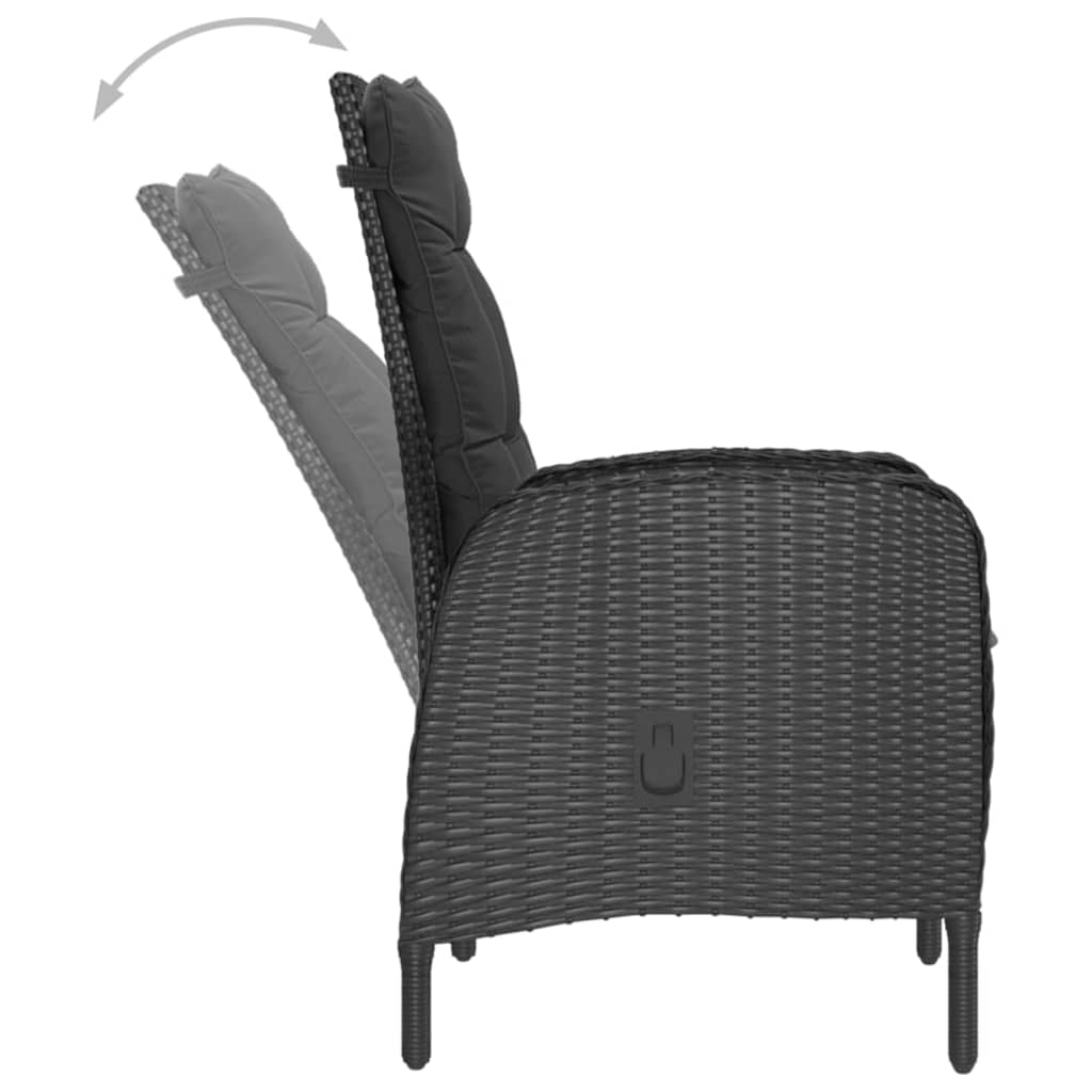 9 Piece Garden Dining Set Poly Rattan and Acacia Wood Black