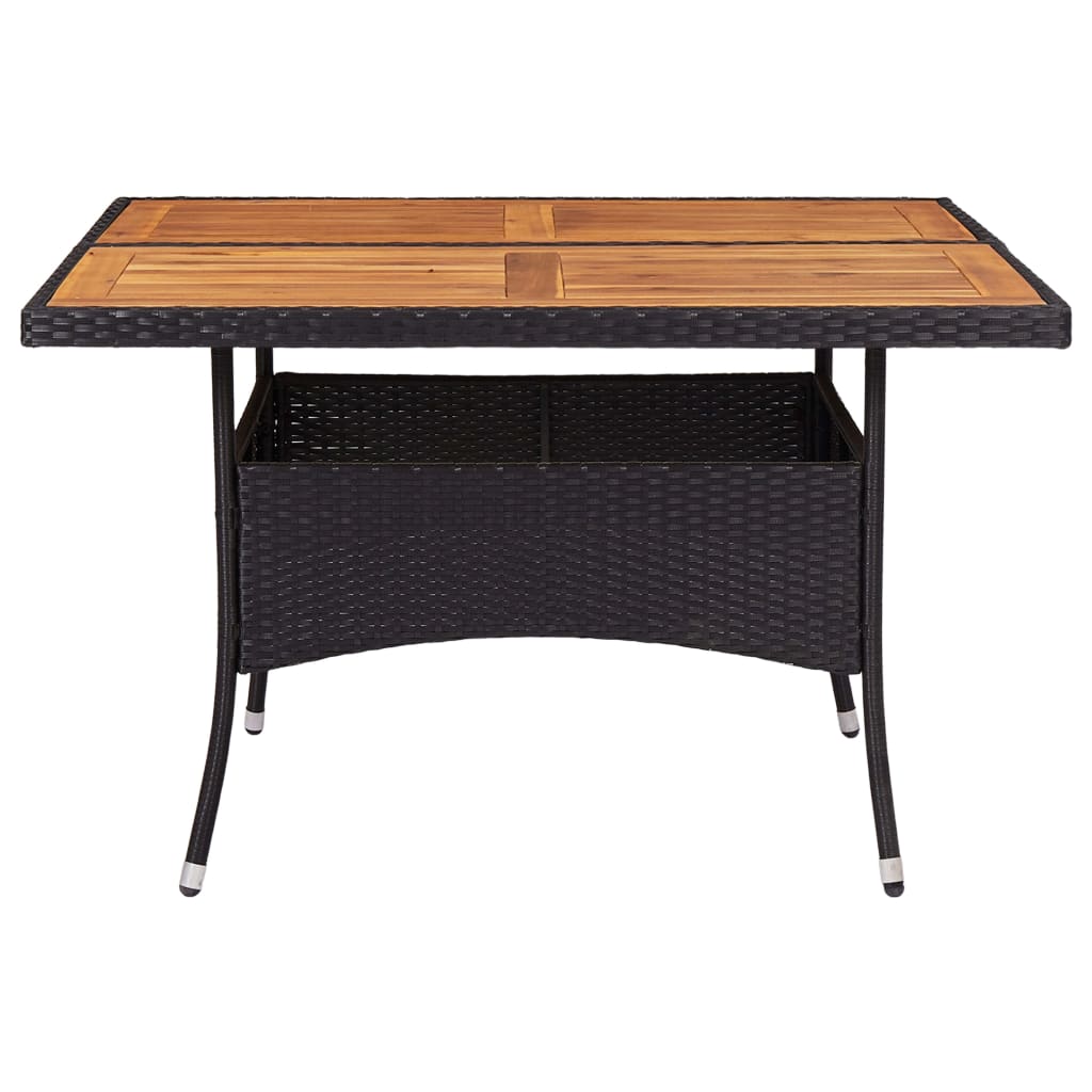 9 Piece Garden Dining Set Poly Rattan and Acacia Wood Black