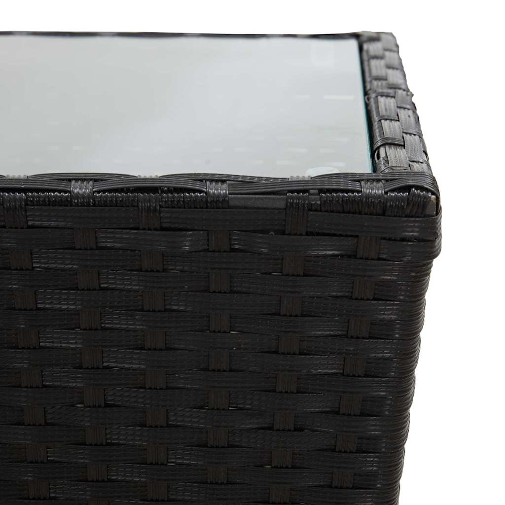 3 Piece Garden Bistro Set Poly Rattan and Glass Black